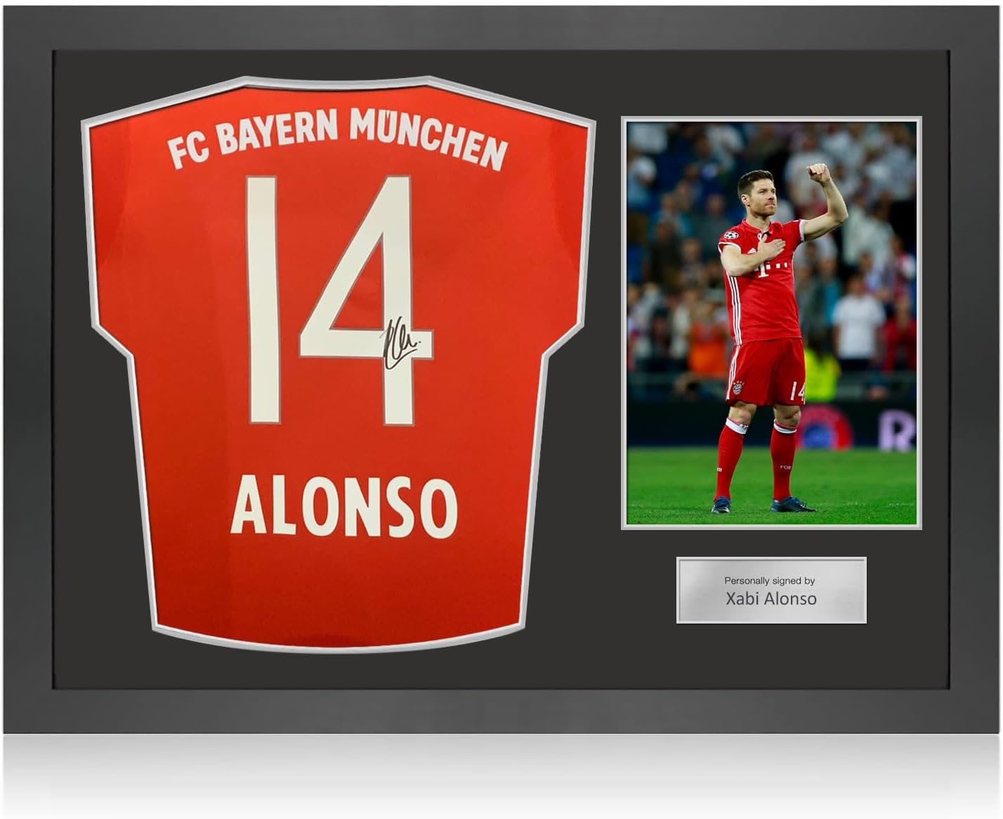 Exclusive Memorabilia Xabi Alonso Signed Bayern Munich 2022-23 Football Shirt. Icon Frame