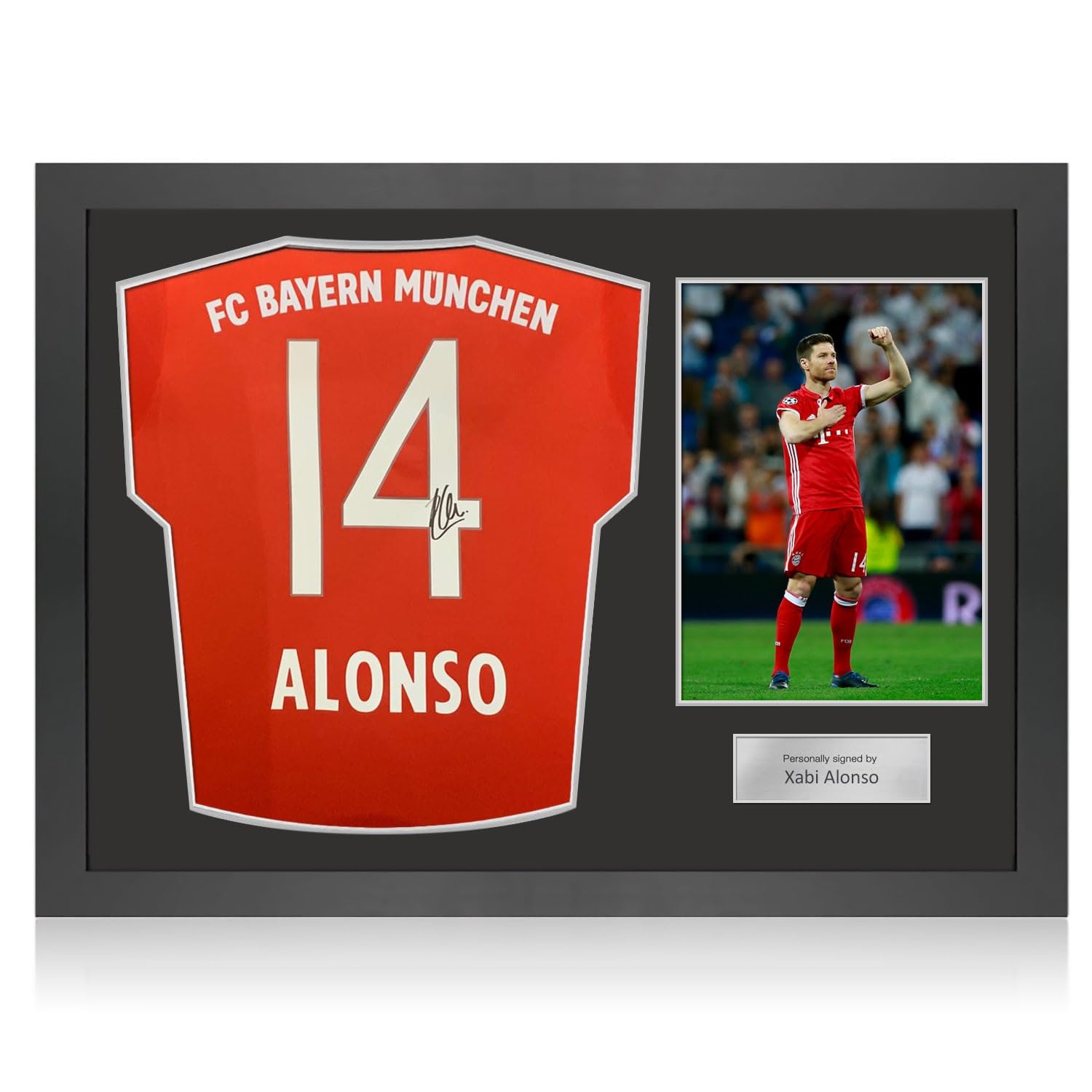 Exclusive Memorabilia Xabi Alonso Signed Bayern Munich 2022-23 Football Shirt. Icon Frame