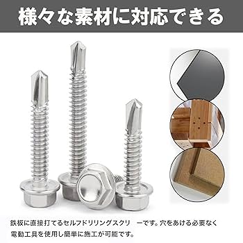 Amazon | ドリルねじ 六角頭 ピアスビス ステンレス M4 六角穴付