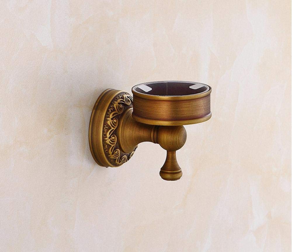 Szczotka do WC, ścienna Vintage Retro antyczny mosiądz Łazienka Szczotka do WC Zestaw świeczników Akcesoria łazienkowe Pojedynczy kubek ceramiczny