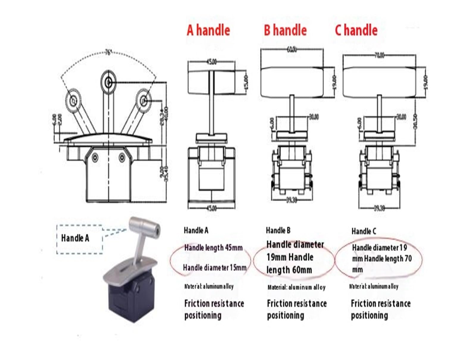 Palanca de Mando Industrial del Pasillo, Controlador de Velocidad con Ajuste Joystick un Solo Eje Varilla y amortiguación Tipo T SMC78AB(Without,5V Output 0-5V)