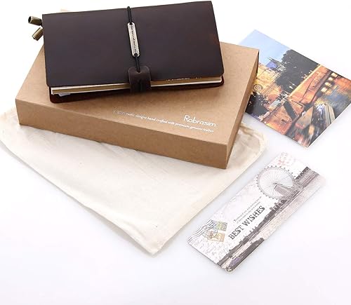 Miniatura 10 de Diario de piel hecho a mano vintage cuaderno de viajero portátil pluma estilográfica recargable tamaño de bolsillo 52 x 4 pulgadas Coffee
