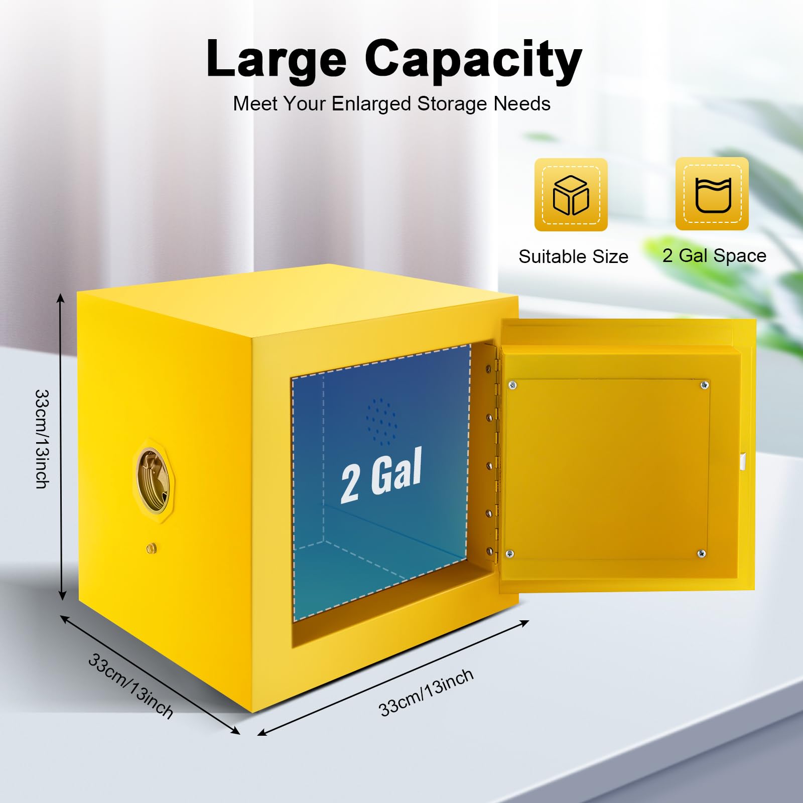 2 Gallons Flammable Liquids Cabinet, Safety Storage Cabinets, Cold Rolled Steel Locker with Adjustable Shelf, for Commercial Industrial and Home Use, 17