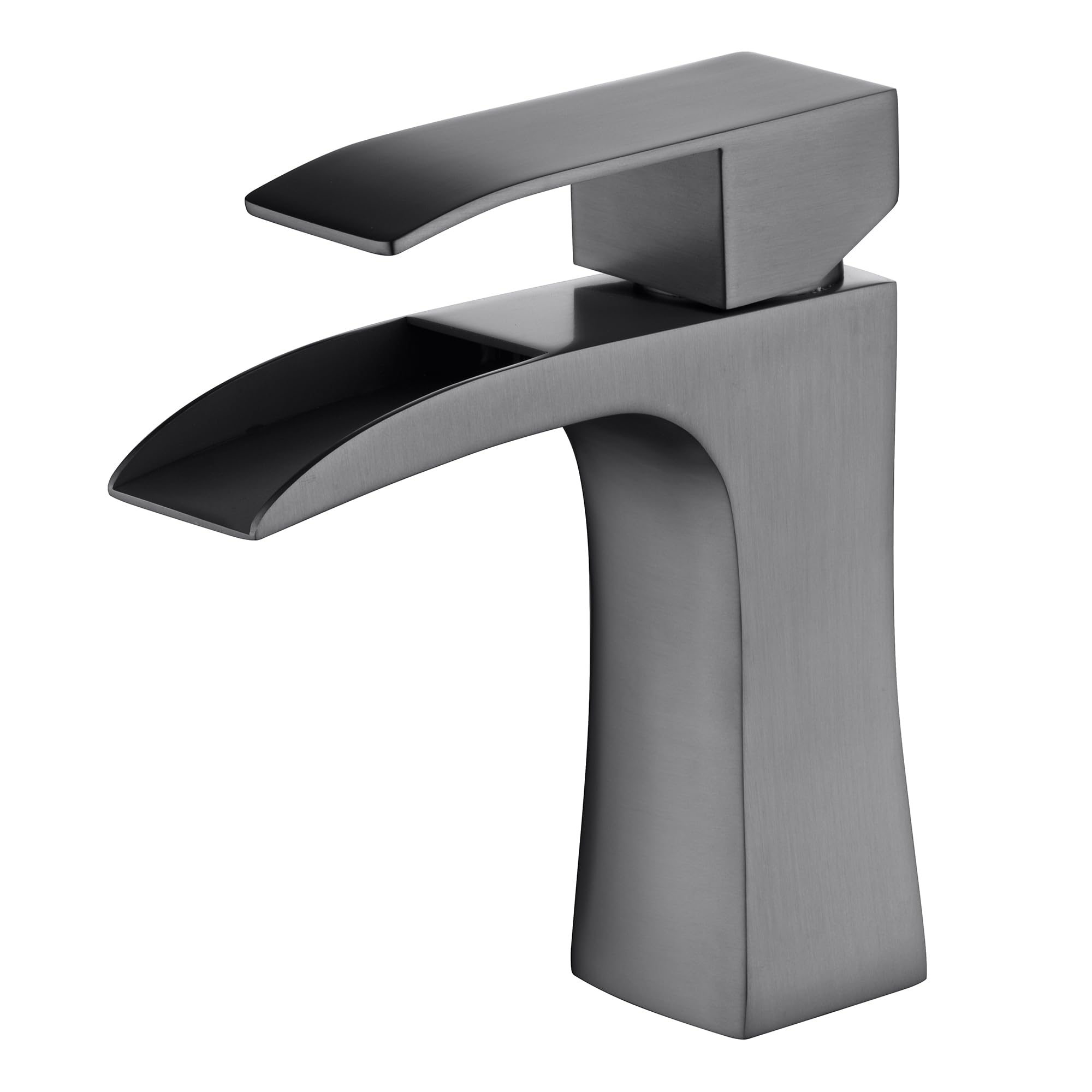 Hcfyauis Metallic Gray Waterfall Bathroom Sink Faucet Single Handle Sink Faucet Sus304 Stainless Steel,
