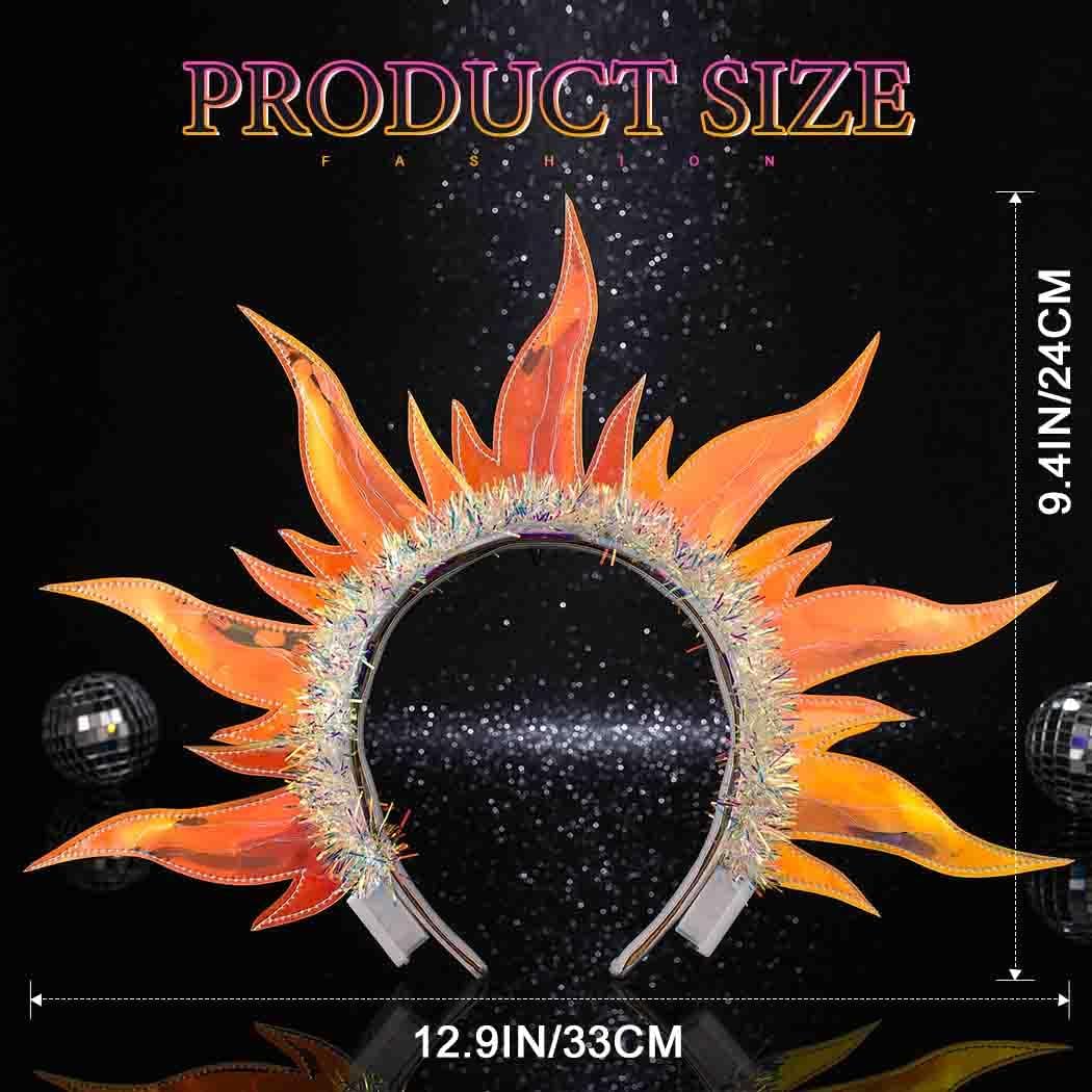 DRESBE Light Up Fire Headband LED Sun Goddess Halo Headbands Flame Party Rave Hair Accessories for Women - Image 3