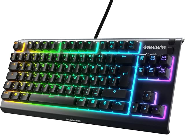 SteelSeries Apex 3 TKL - RGB Gaming Keyboard - Kompaktowa e-sportowa obudowa bez części numerycznej - 8-strefowe podświetlenie RGB - Niemiecki układ QWERTZ