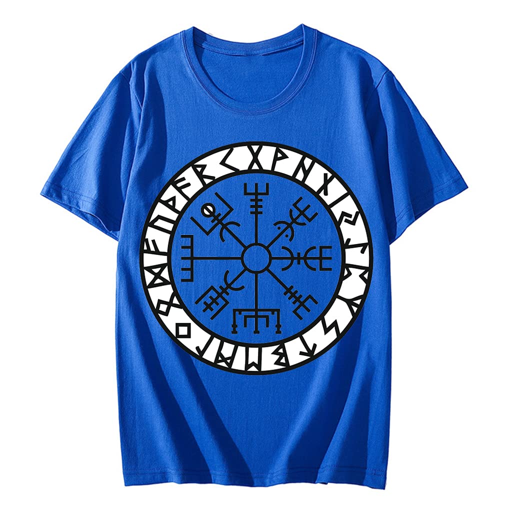 T-shirt Viking bleu à manches courtes pour un look urbain et décontracté