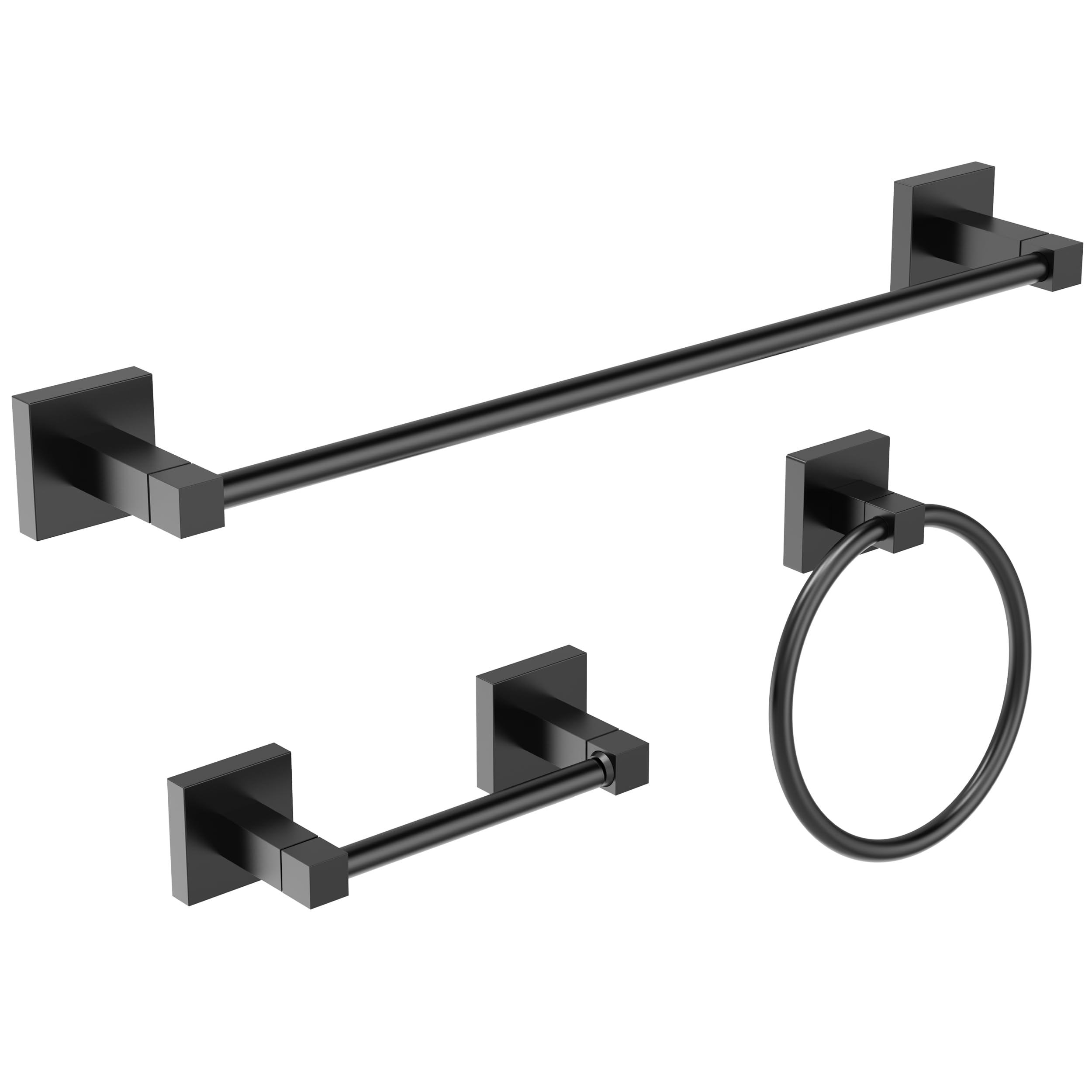 Matte Black Toilet Paper Holder & Towel Ring - Ruacq -8