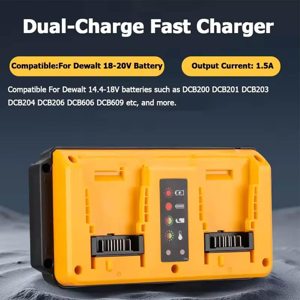 Cargador de batería de doble puerto de 20 V máximo de repuesto para Dewalt, compatible con baterías Dewalt de 12 V-20 V, cargador de 2 puertos de carga rápida para herramienta eléctrica (2 puertos)