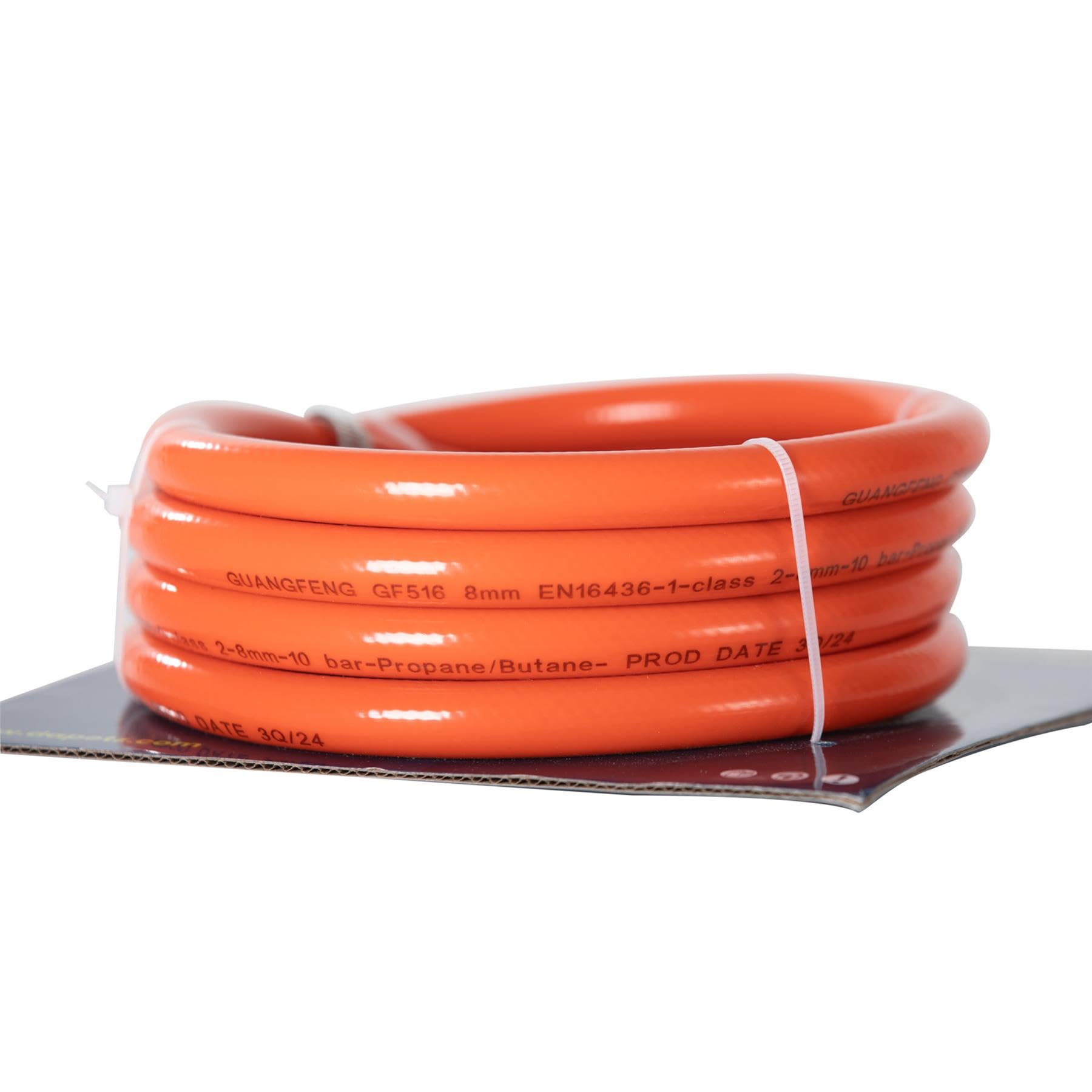 Dapetz Tuyau de gaz de 2 mètres avec 2 clips, compatible régulateurs d'extrémité 8 mm, pour propane, butane, GPL, barbecue, camping, camping-car, couleur orange