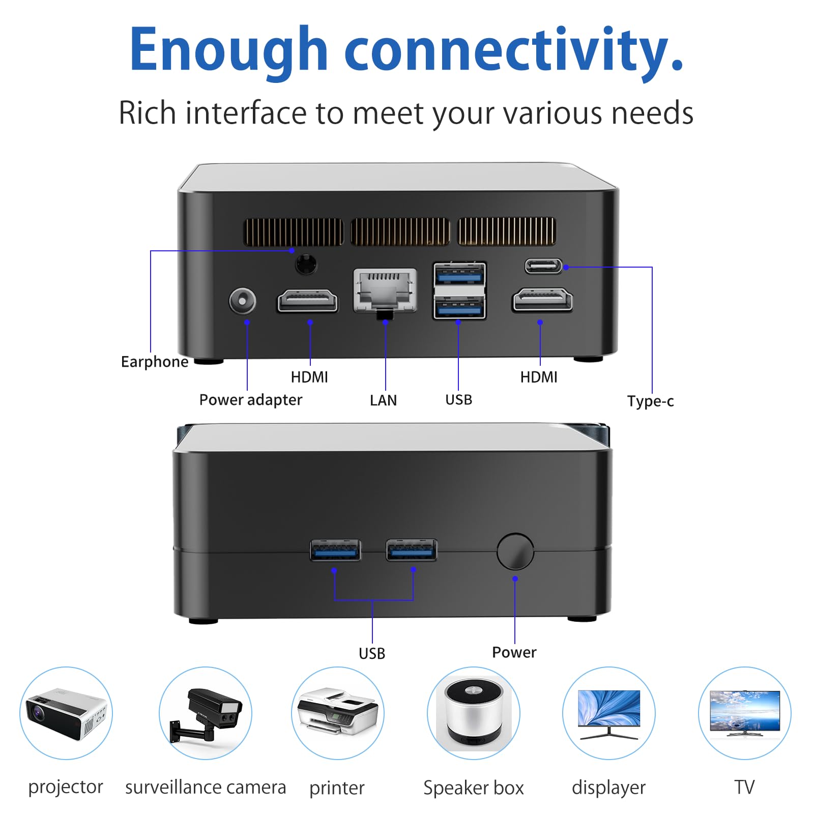 Mini PC, AMD Ryzen 5 5625U (6C/12T, fino a 4,3 GHz), triplo display 4K a 60 Hz, WiFi 6/BT5.2/Dual HDMI, computer desktop compatto fai da te, per casa/ufficio/giochi leggeri (senza RAM, nessun