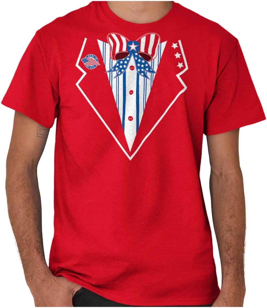 American Flag Tuxedo Funny July 4th Mens Graphic T Shirt Tees