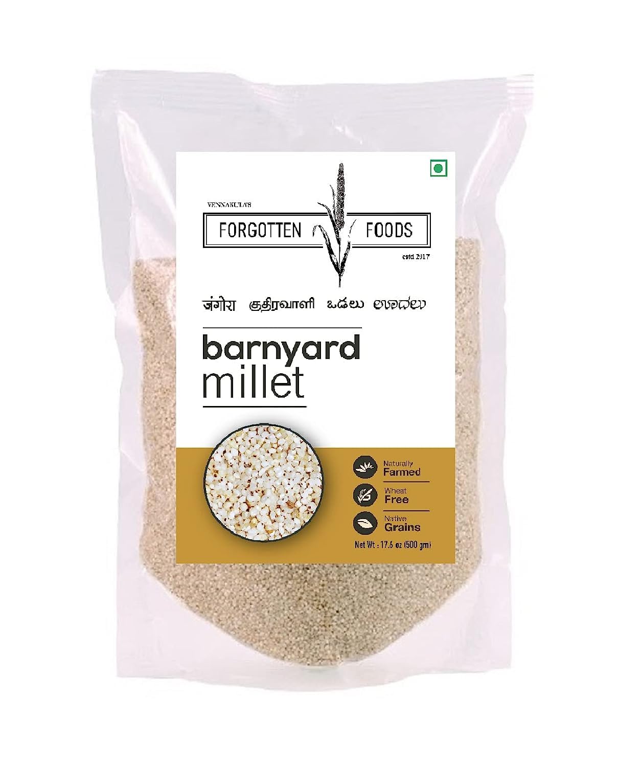 "Barnyard Millet" 900g - Organic Native Ancient Whole Grains - Udhalu Siridhanya, Kuthiravalli, Bhagar, Varai, Sama, Samo, Samvat Chawal, Vrat ke Chawal, Mordhan, Moraiyo, Sanwa - Diabetic Friendly, High Fiber, Low GI, Replacement for Rice