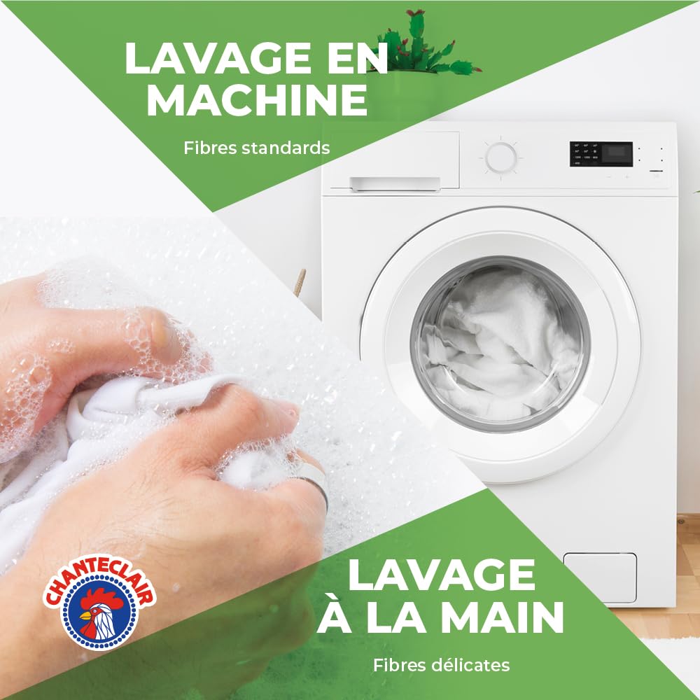 Chanteclair - Lessive Liquide Concentrées Musc Blanc, Enrichie au Dégraissant, Ultra Détachantes et Efficaces aussi à Froid, 40 lavages - 1800 ml - 5