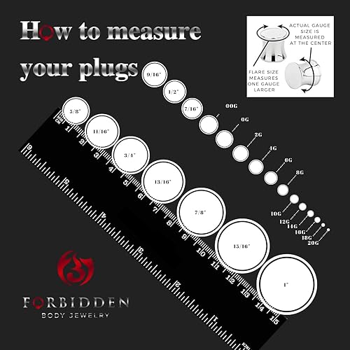 Miniatura 6 de Forbidden Body Jewelry Calibres de oreja, túneles de oreja, túneles para orejas, aretes de acero quirúrgico de 12G-2 pulgadas, acabado de espejo,