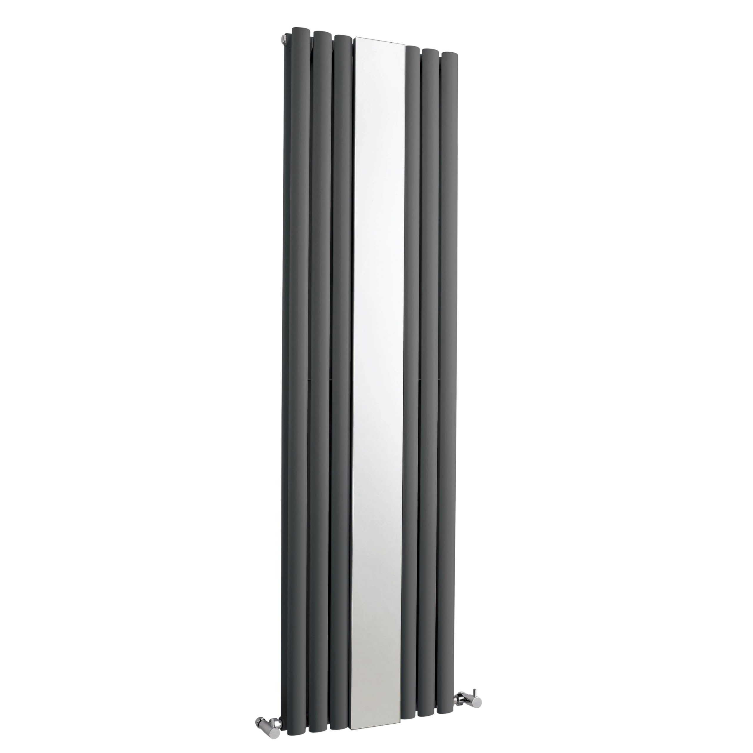 Balterley Vertical Double Panel Radiator with Mirror, Anthracite Radiator with Rounded Vertical Panel, Central Heating Radiators for Bathroom, Kitchen - 499mm x 1800mm, 4006 BTU (Anthracite)