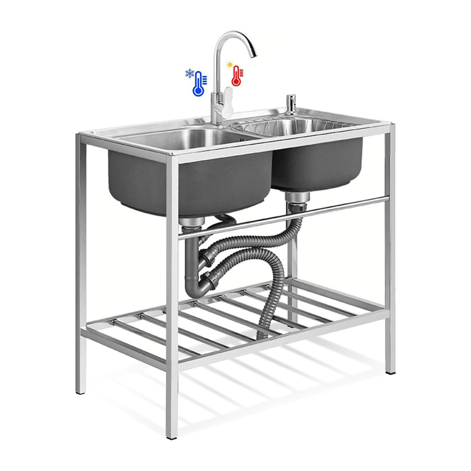 Évier portable pour restauration résistant à la rouille pour l'extérieur