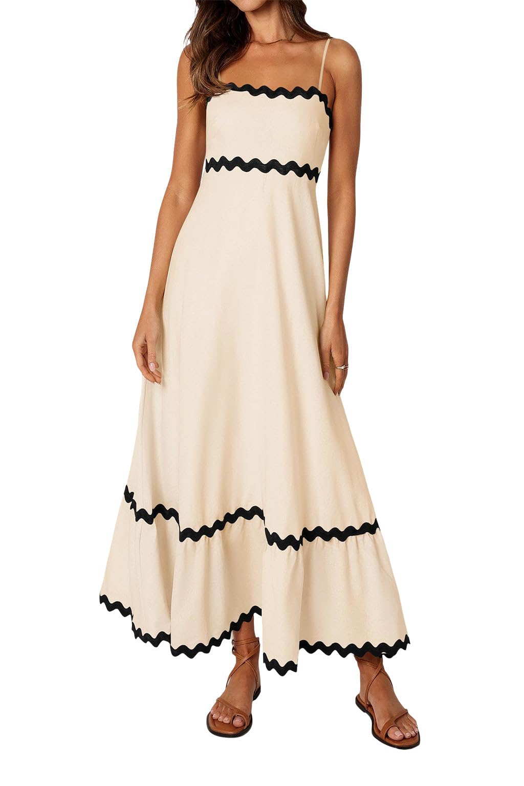 sheetal associates Women's Elegant Black and White Evening Gown|Strappy Sleeves |Spaghetti Strap Neck Line |Formal Fit & Flare Style Outfit-picture-31