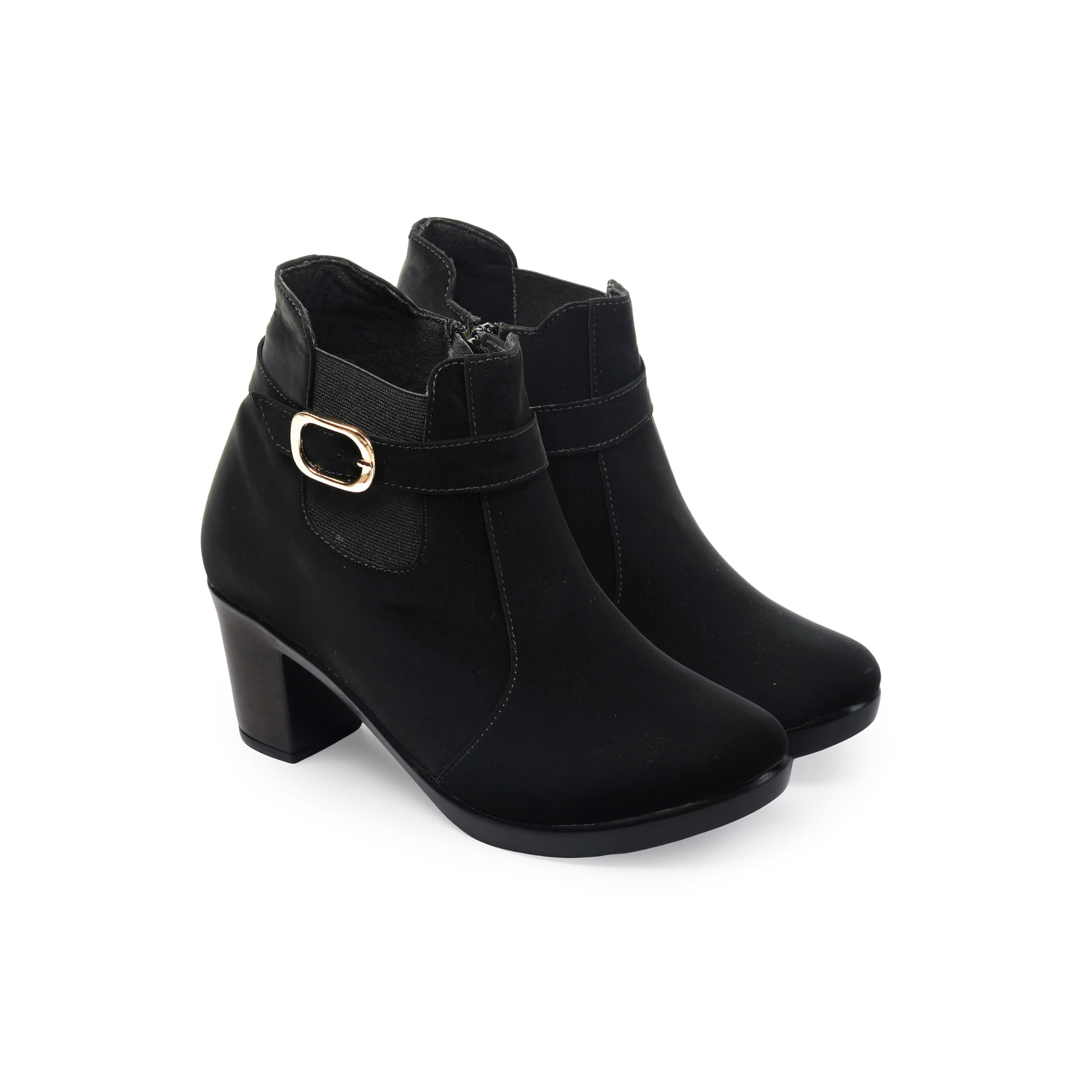 GLAMSTREET Women Vegan Leather Ankle Boot with CHUNKY HEEL| Comfortable Premium Cushion Footbed with Zipper, Black, Shoe Size - 6 (B0CMJ9C1BB) Amazon Price History, Amazon Price Tracker