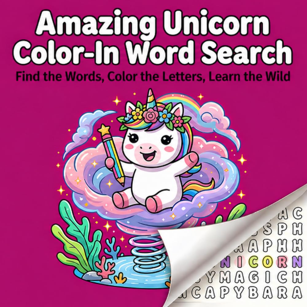 Amazing Unicorn Color-In Word Search: Find the Words, Color the Letters, Learn the Wild