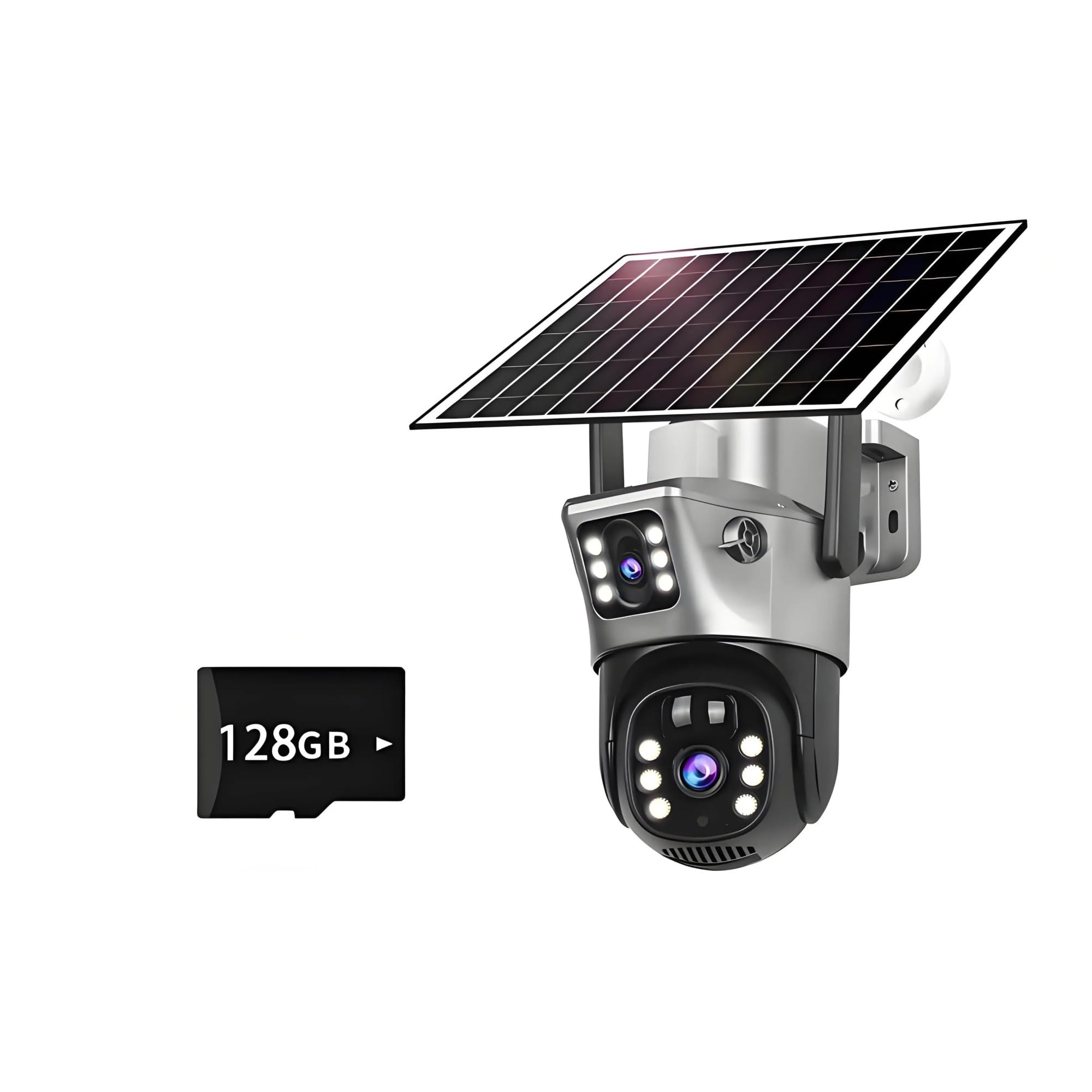 Oshpmbdlyfj 4K No Zoom Add 128G 10X Zoom 4G Sim Solar Camera Outdoor 6K 12Mp Three Lens Hd Night Vision Ip Surveillance Camera Security Protection Ptz Cctv Cam(4K No Zoom Add 128G)