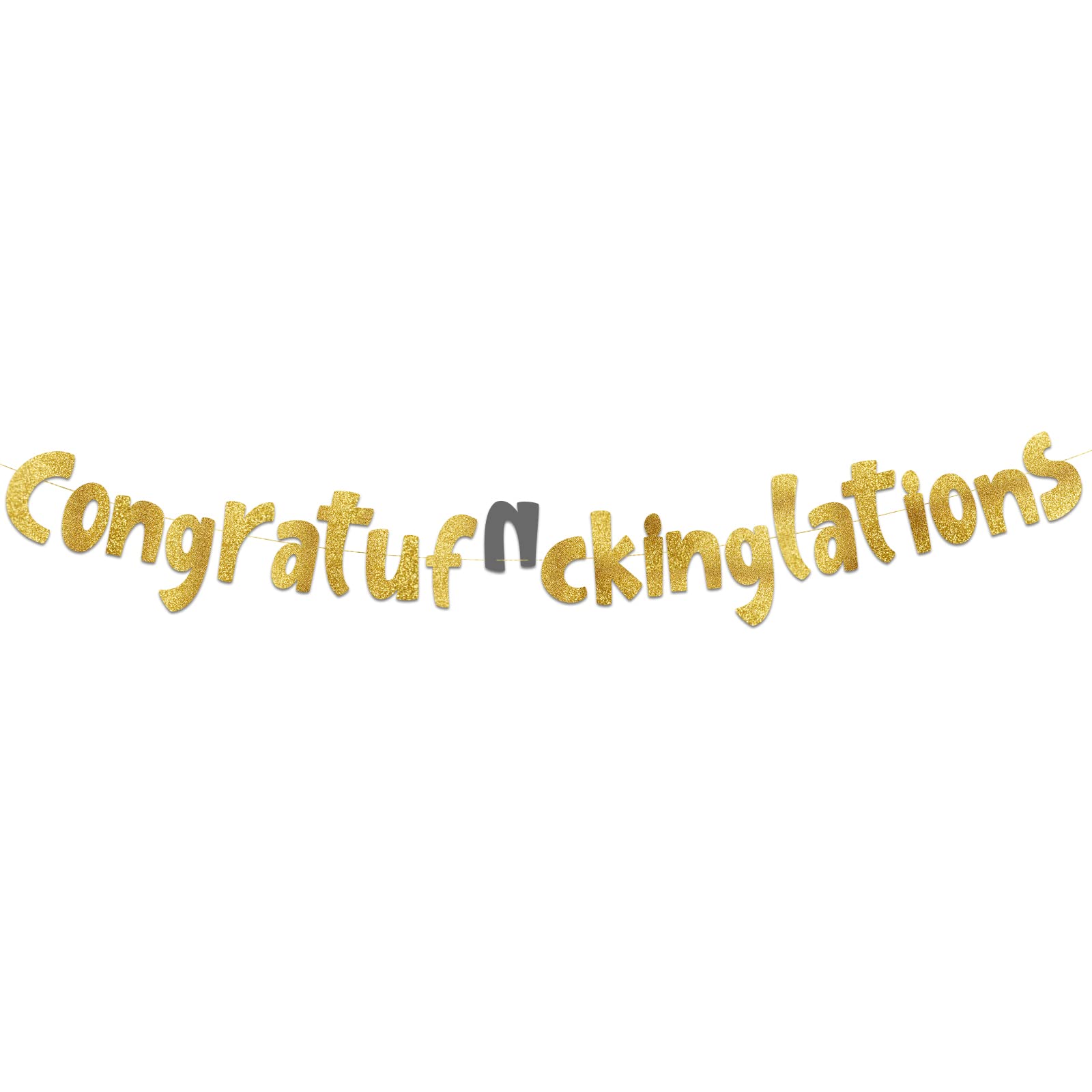 Pre-Strung Congratulations Party Gold Glitter Banner - Retirement Decorations for Men and Women - Retirement Party Supplies and Gifts