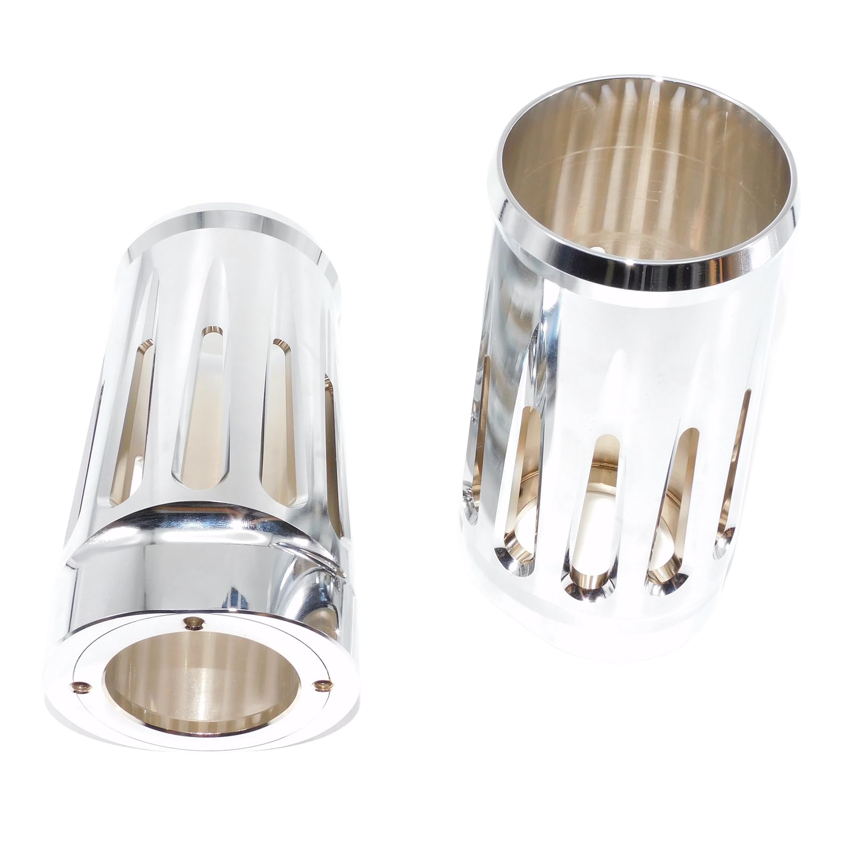 Powersport Gabelschutz Passend für Harley Touring Electra Street Tri Glide Road King Custom 2014 Motorrad Aluminium-Gabelmanschettenabdeckung(Silver)