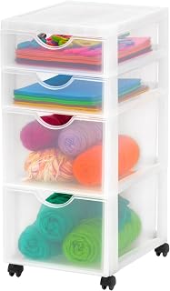Iris Ohyama, Kunststoff Schubladenbox, 4 Mix-Fächer Weiß, DDDC-322