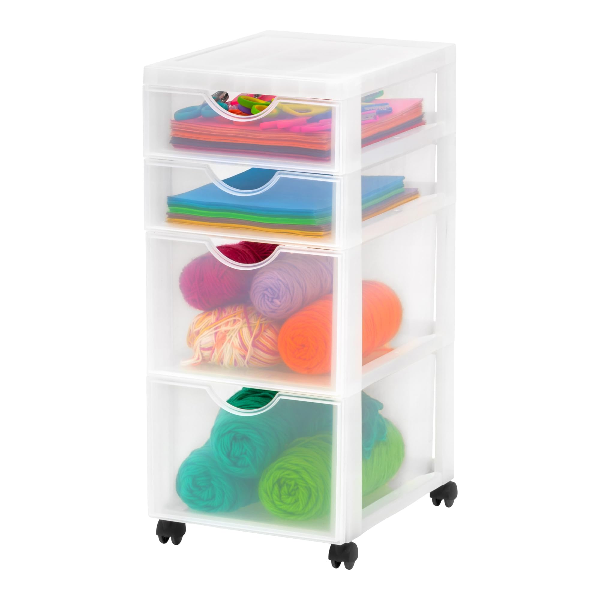 Iris Ohyama Kunststoff-Schubladenbox mit Rollen