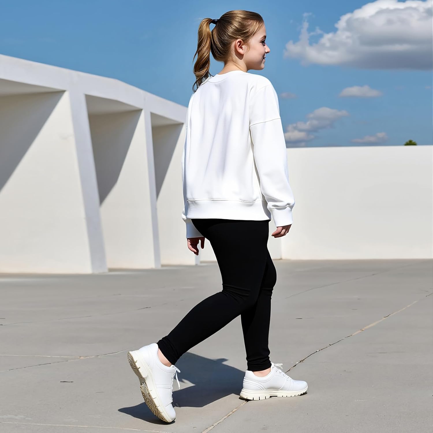 Girls Long Sleeve Sweatshirt 2 Piece, Bow Graphic Top and Pants Spring Fall Fashion Casual Clothes. - Image 4