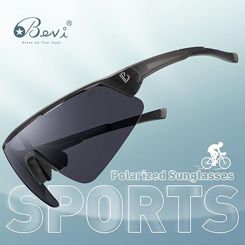 Miniatura 3 de Bevi Sports Shield - Lentes de sol polarizados UV400 con montura ligera TR90, unisex, béisbol, correr, ciclismo