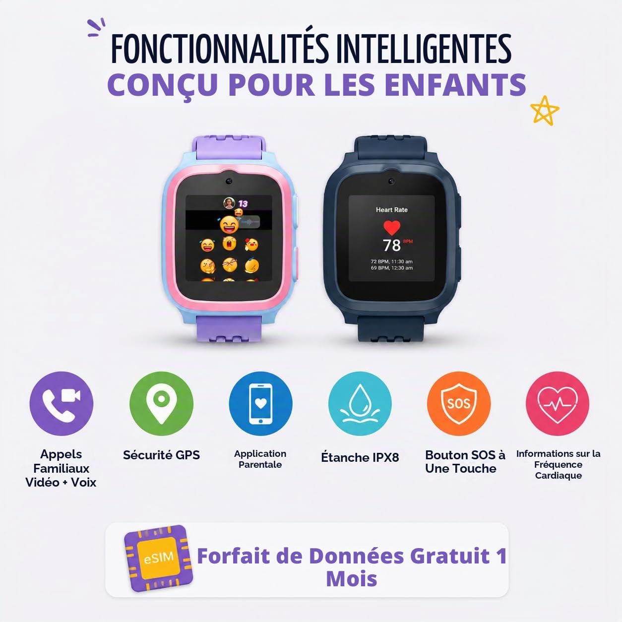myFirst Fone S3+ Montre Intelligente pour Enfant Bleu sidéral avec GPS, Lecteur de Musique, Appareil Photo, Fonction Appel et Mode Scolaire
