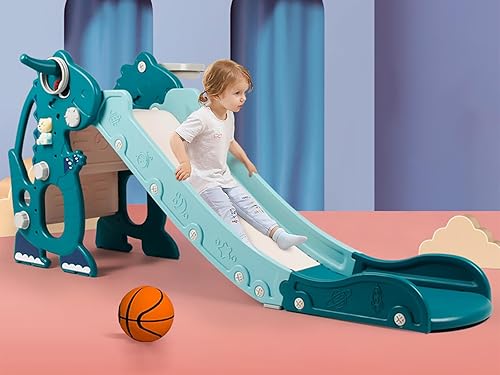 Sephyroth Tobogán infantil para niños pequeños de 1 a 3 años, tobogán de plástico para interiores y exteriores, juego de escalada con aro de