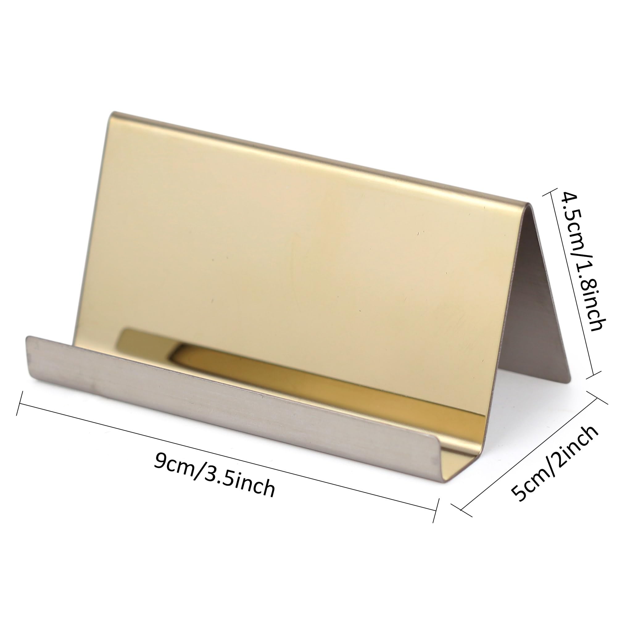 WENLISELL 6Pcs Stainless Steel Business Card Holders for Desk Champagne Gold Business Card Stands - Image 2