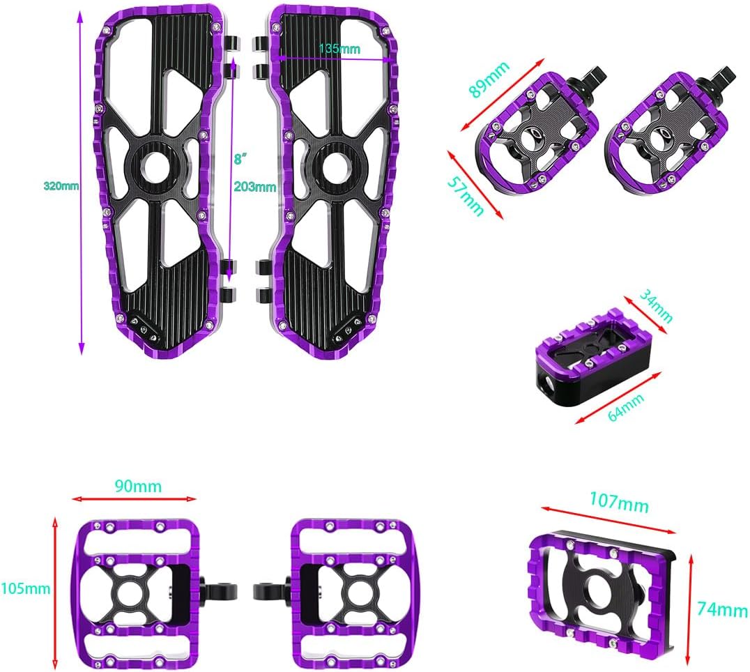 Motorcycle Floorboards Front Foot Pegs Brake Pedal Cover Shifter Peg Compatible For Harley Touring 1986-2022 Road Glide ST Street Glide 1986-2017 Softail FL 2012-2016 Fatboy Dyna FLD (Purple)