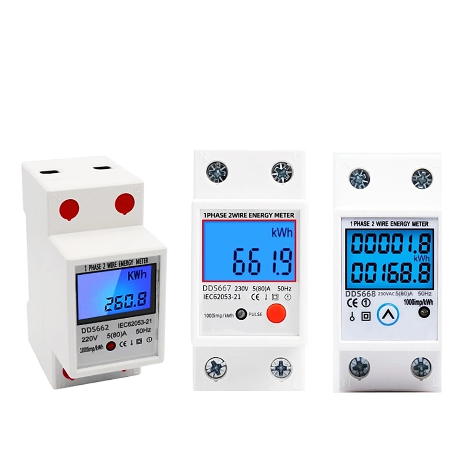 Jednofazowy, dwuprzewodowy, cyfrowy wyświetlacz, watomierz, zużycie energii, licznik energii elektrycznej, KWh, AC 230 V, 50 Hz, 1 szt. (bez podświetlenia)