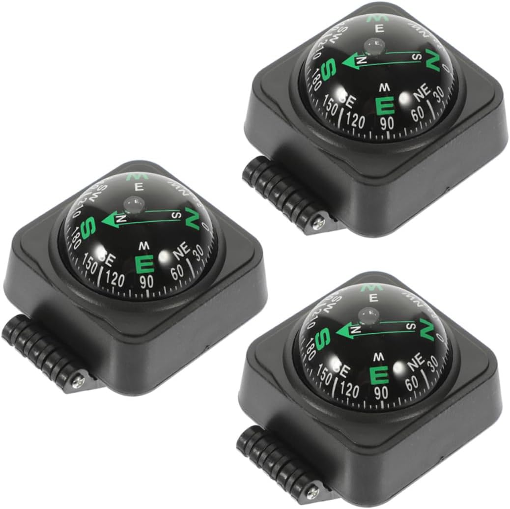 Adjustable Ball Compass for Car Dashboard 3pcs Set Portable Vehicle Navigation Compass Suitable for Car, Boat, Motorcycle Interior Accessories