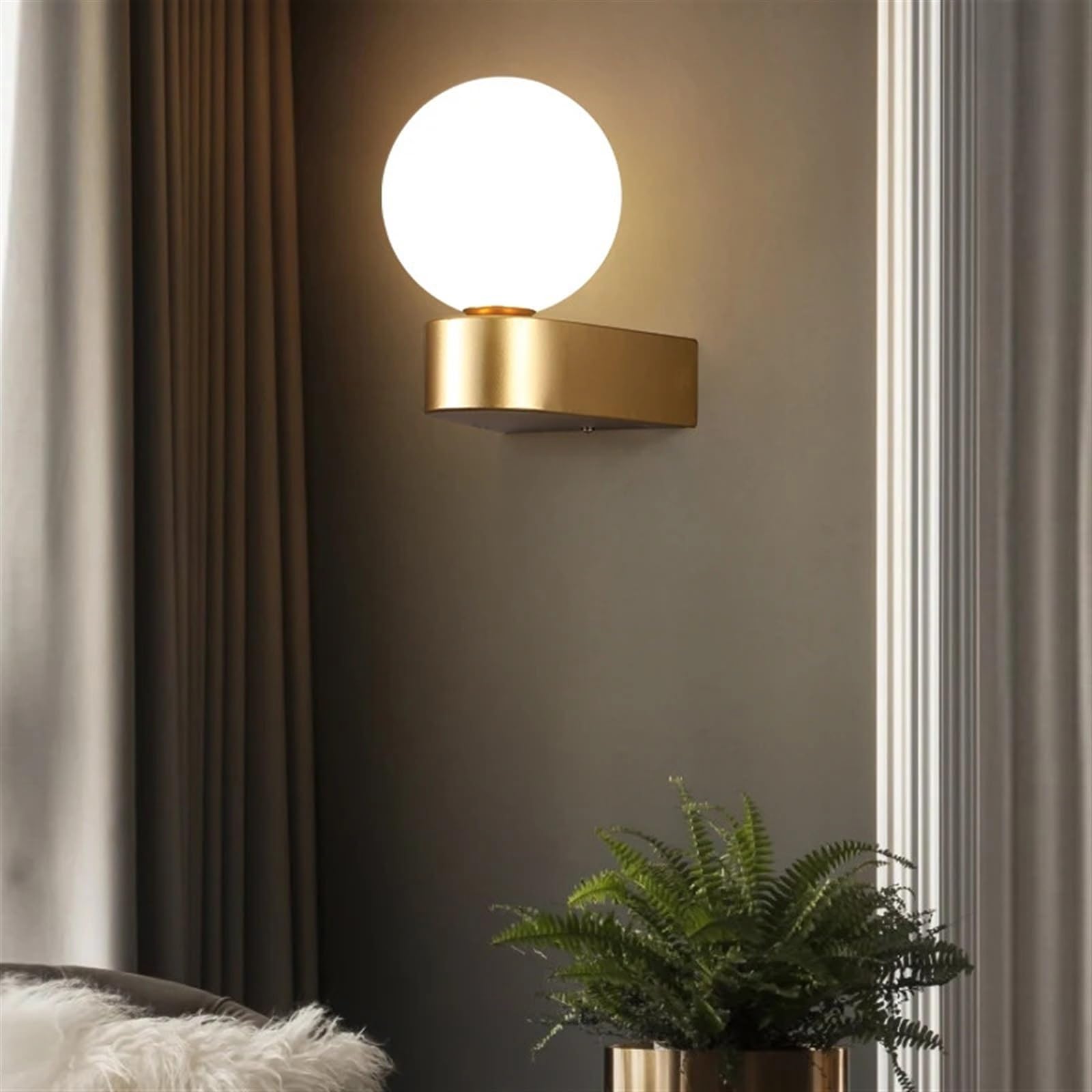 HXYSXHJUO Minimalist Led Wall Lamp, Glass Ball Light Sconce, G9 9W, Indoor Bedside Lighting, Cool White