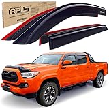 APILT Outside-Mount Rain Guards Window Visors for 2016-2023 Toyota Tacoma Double Cab Full-Size Wind Vent Deflectors Truck Accessories Dark Smoke 4-Piece Set with Thicker