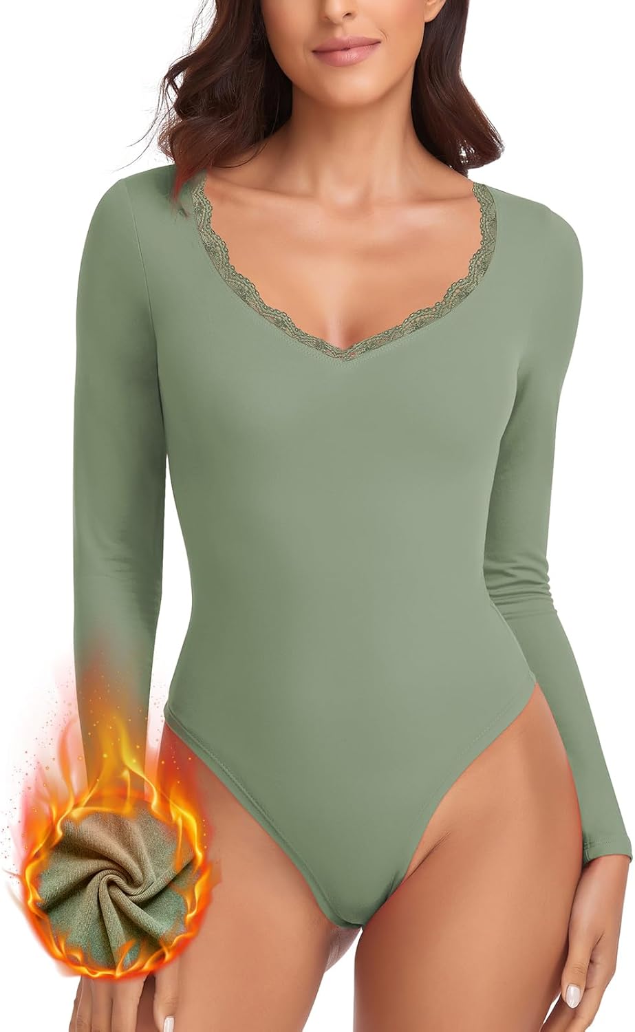WOWENY Thermo Body Dames Lange Mouwen 3/4 Mouwen Elegant Micro Fleece Bovenstuk Warm Langmouwshirt Ronde Hals Bodysuit Vrouwen Langmouwbody Klederdracht Body, 1, wit., S