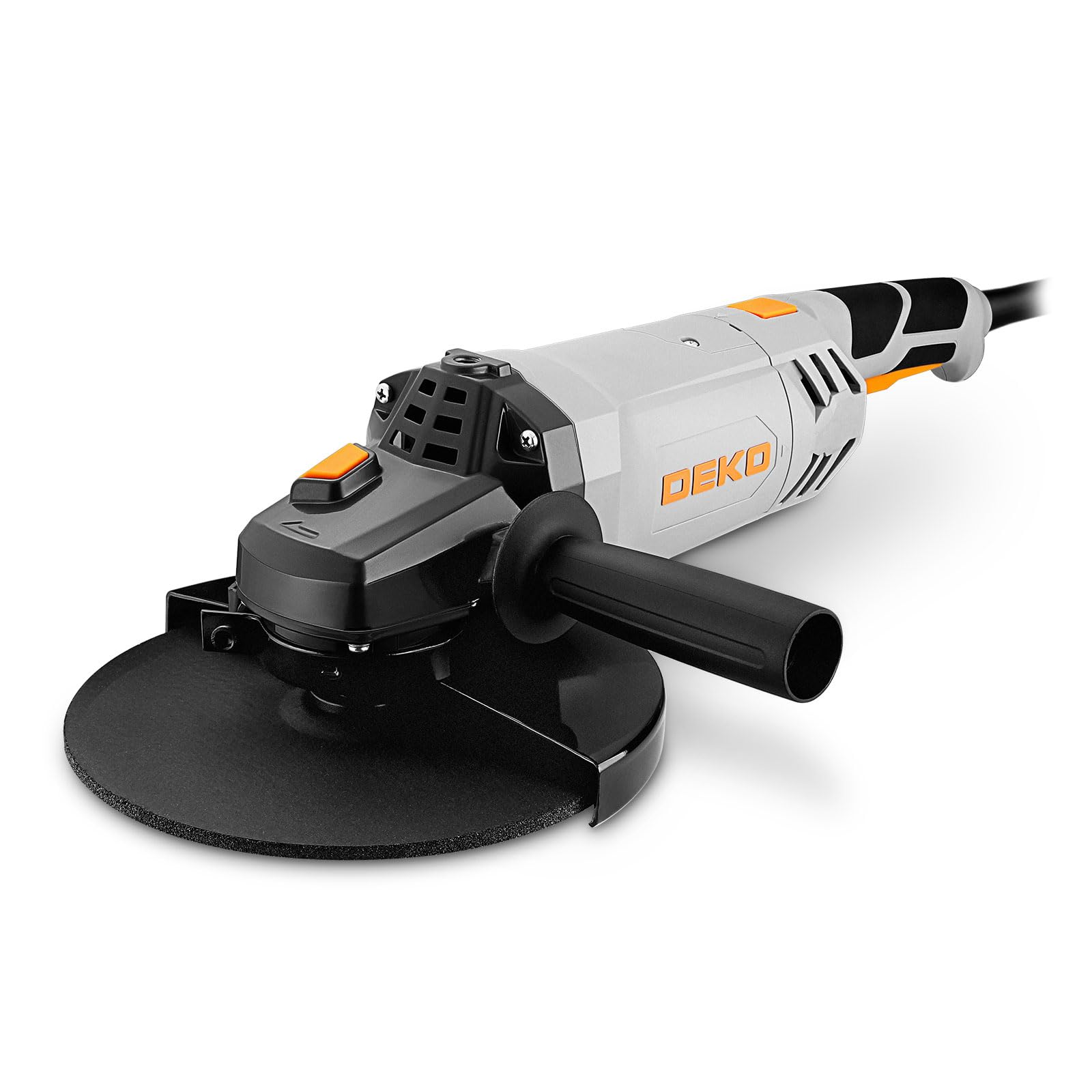 DEKOPRO Smerigliatrice Angolare: 230mm 2200W Smerigliatrice Angolare Elettrica con Cavo, Velocità 6500 RPM, per Tagliare, Lucidare e Smerigliare, con Manici Lunghi