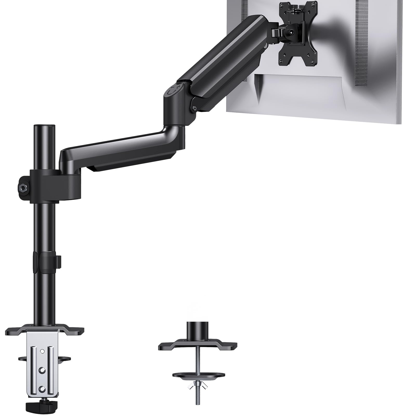 ErGear Supporto Monitor Singolo, Braccio Monitor Scrivania per PC da 13-32 pollici con Capacità di 9kg, Supporto Scrivania con Funzione Girevole/Inclinabile/Rotante, VESA 75x75 o 100x100mm