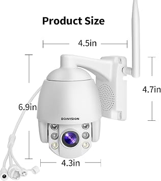 BOAVISION PTZ Camera، Mini PTZ Speed Dome WiFi IP Camera 1080P Outdoor 4mm Fixed Lens Wireless Camera IR 196FT Two Way Audio