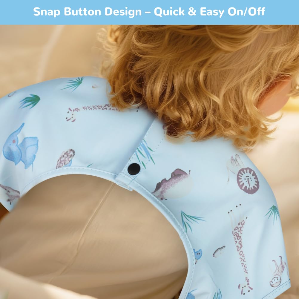 Vicloon Bavaglino con Maniche Corte Anti-Mess Impermeabile con Tasca per Bambini