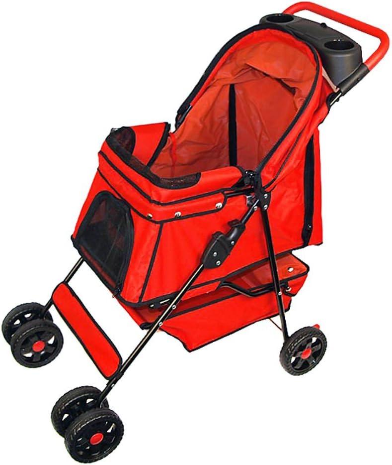 PetZip Walkie Outdoor, Safe And Comfort Pet Travel Stroller, Color - Red