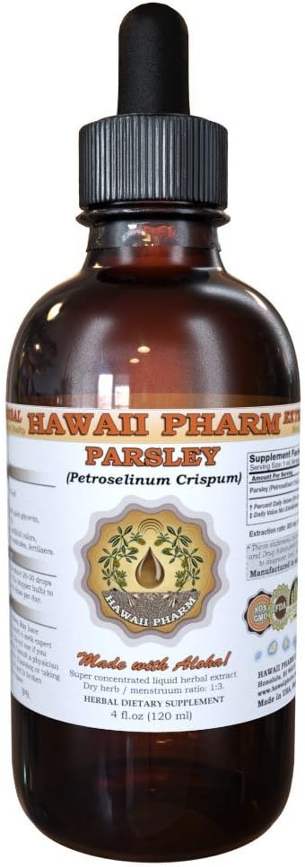 Parsley Liquid Extract, Organic Parsley (Petroselinum crispum) Tincture, Herbal Supplement, Hawaii Pharm, Made in USA, 4 fl.oz