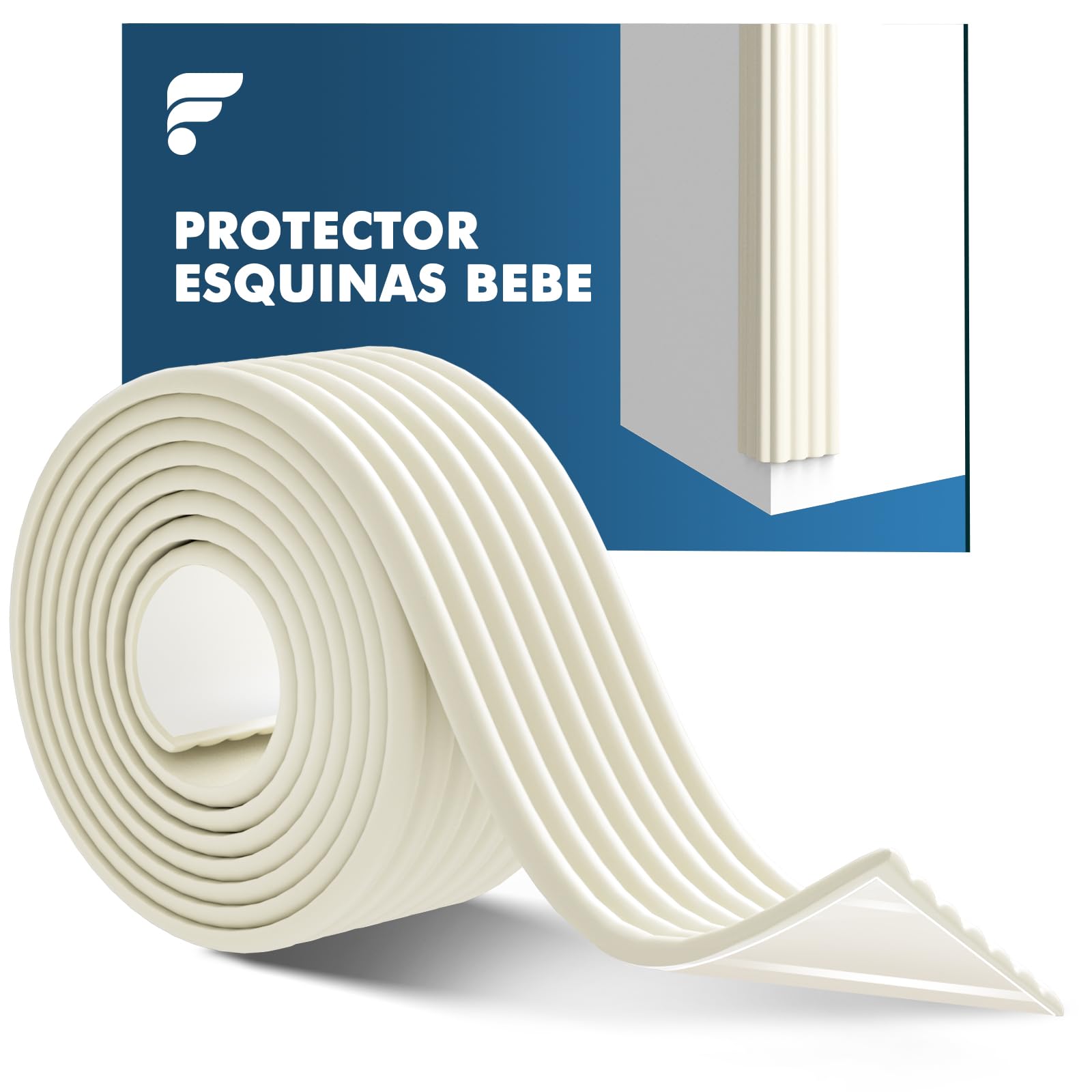shinfly Multiusos Protector Espuma, 5mx8cmx8mm Autoadhesivo Protector Pared Cama niños, Espuma Ancha Suave Gruesa Rollo para Superficie Dura & Bordes, Protección de Bordes para Ancianos Blanco Lana