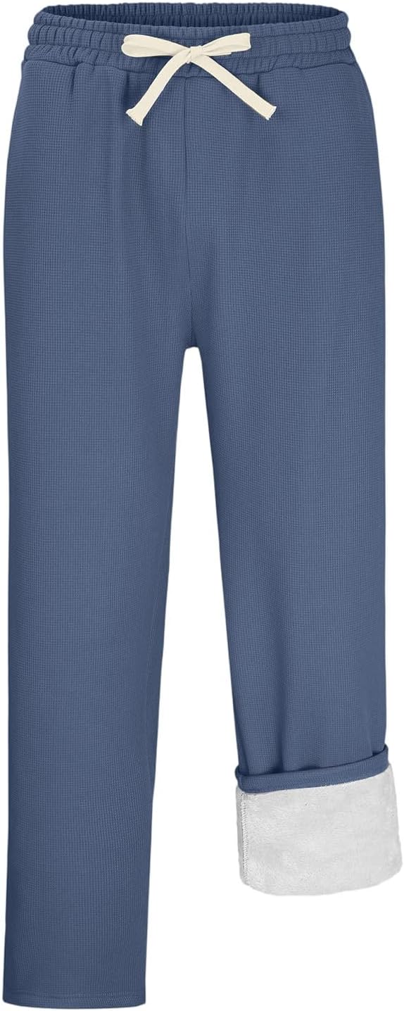 Men’s Sweatpants Casual Knit Pants Drawstring Waist Straight Leg Casual Pants with Turn Up Cuff