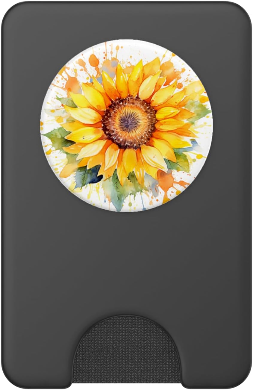 Watercolor Sunflower PopSockets PopWallet for MagSafe