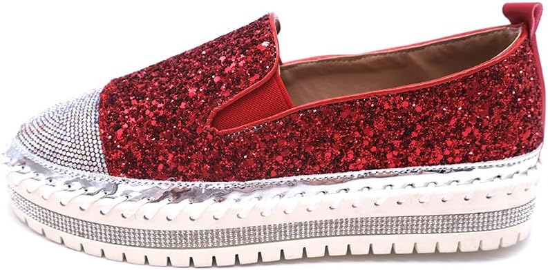 Women's Fashion Rhinestone Slip On Sneakers Casual Comfort Platform Walking Shoes Cute Bowknot Glitter Bling Loafers - Image 4